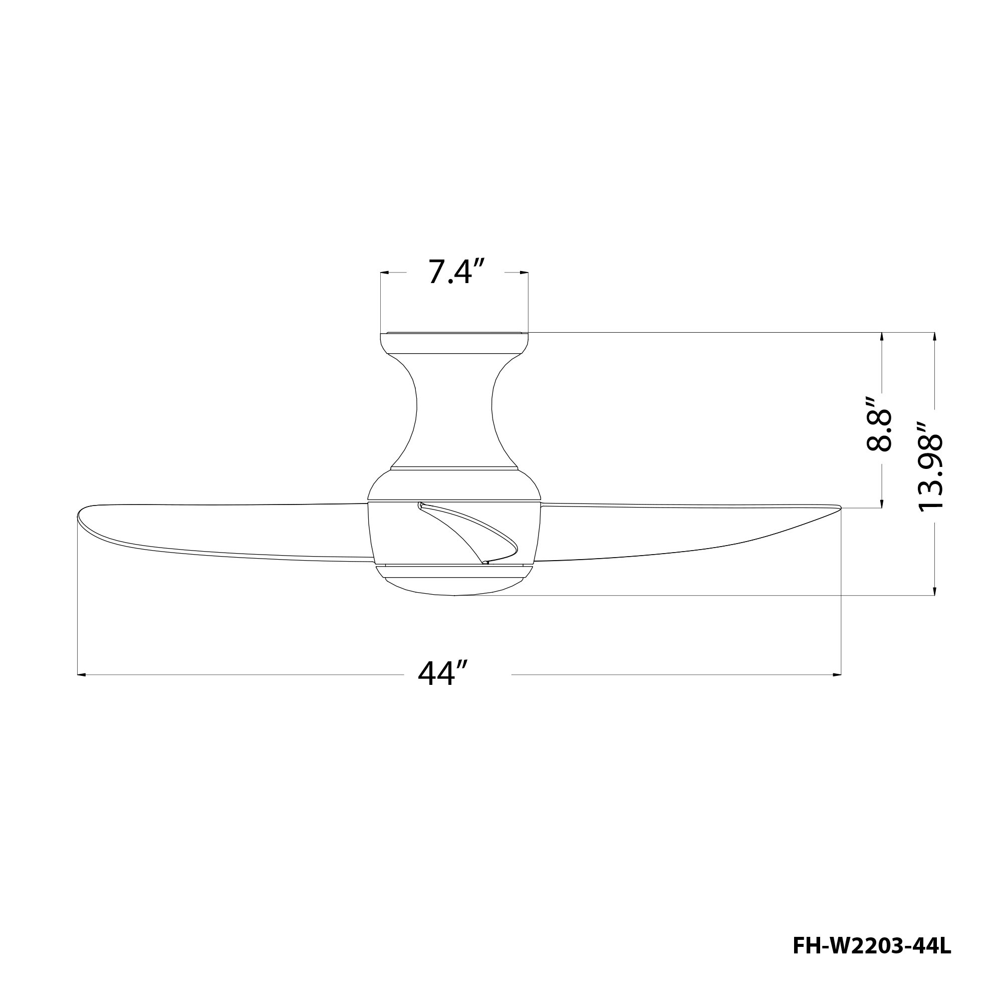 Corona 3Blade Flush Mount Ceiling Fan (FHW220344L35BNMB) Prima